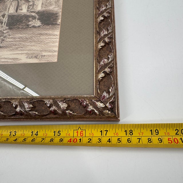 Vintage Signed Pencil Drawing Storybook English Cottage Framed 1989 For Sale - Image 10 of 12
