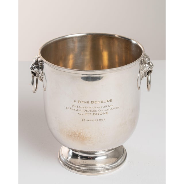 Mid 20th Century France Hollywood Regency Silver Metal Ice Bucket For Sale - Image 9 of 14