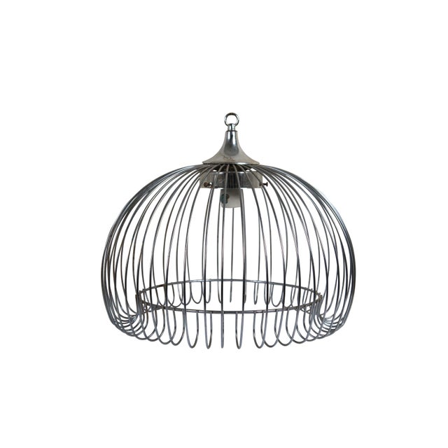 Mid-Century Modern Mid-Century Modern Chrome Wire Bird Cage Swag Pendant Light For Sale - Image 3 of 12