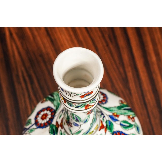 Vintage Mediterranean Hand Painted Colorful Rhodish Floral Pattern Ceramic Vase For Sale - Image 9 of 11