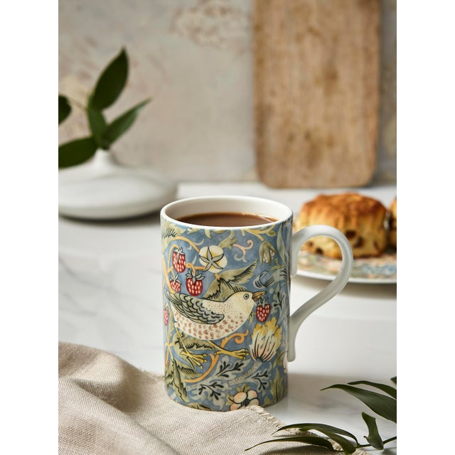 Blue Spode Morris & Co Mug 12 oz., Strawberry Thief For Sale - Image 8 of 11