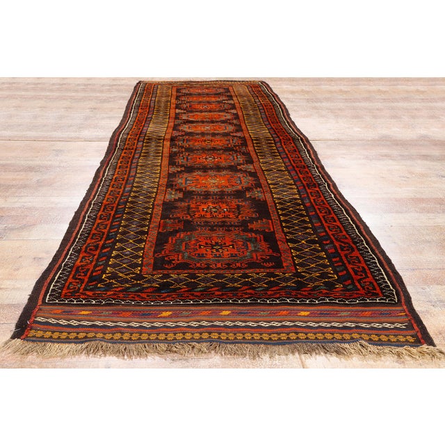 Late 19th Century Persian Kurd Rug, 03'08 X 12'08 For Sale - Image 9 of 10