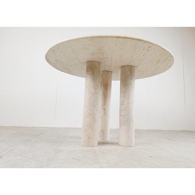 Italian Round Travertine Dining Table, 1970s For Sale - Image 6 of 11