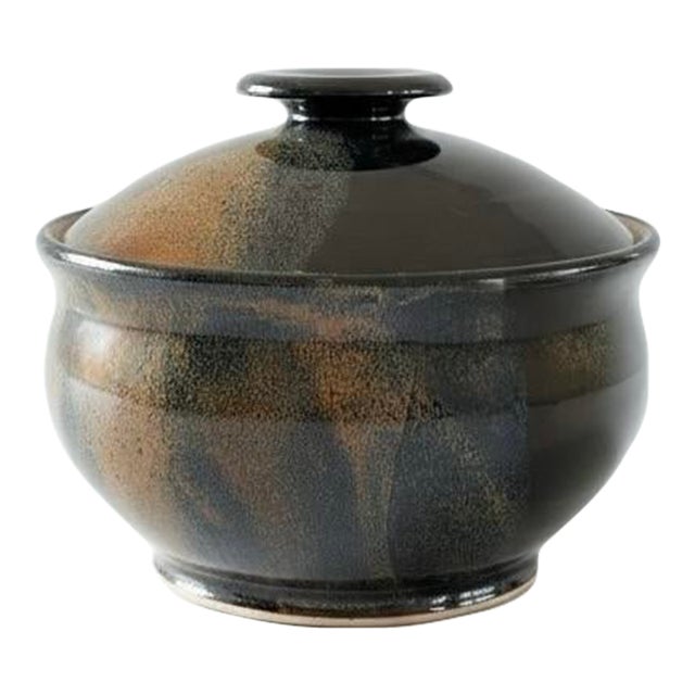 Cady Clay Works Seagrove Nc Lidded Bowl-Studio Art Pottery-Covered-Handmade For Sale