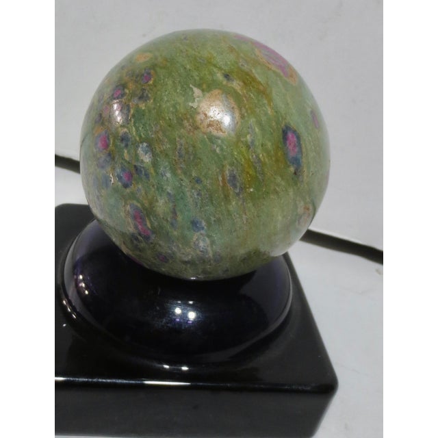 Mineral Specimen Sphere on Amthyest Glass Stand For Sale - Image 10 of 10