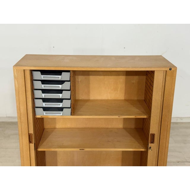 Brown Danish Roller Shutter Cabinet For Sale - Image 8 of 16