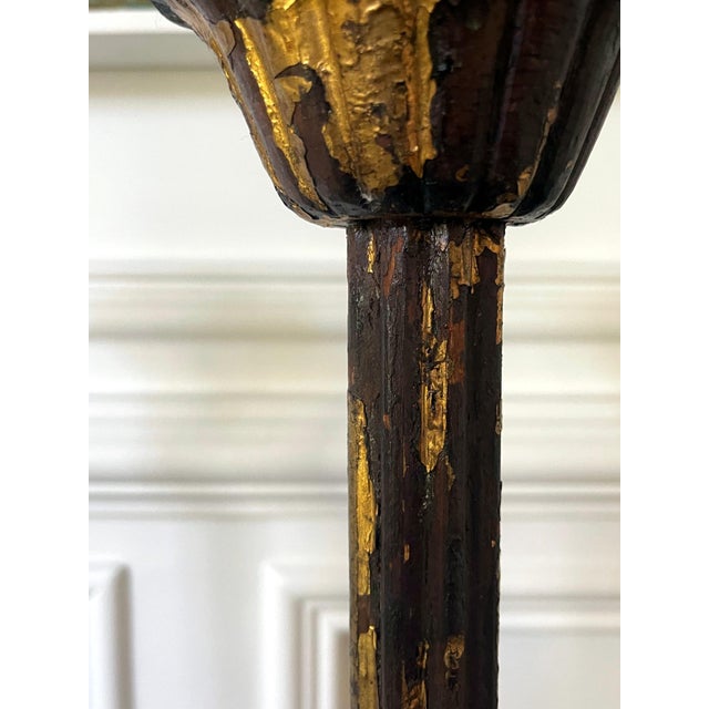 Pair of Large Japanese Carved Wood Temple Candleholders Edo Period For Sale - Image 9 of 18
