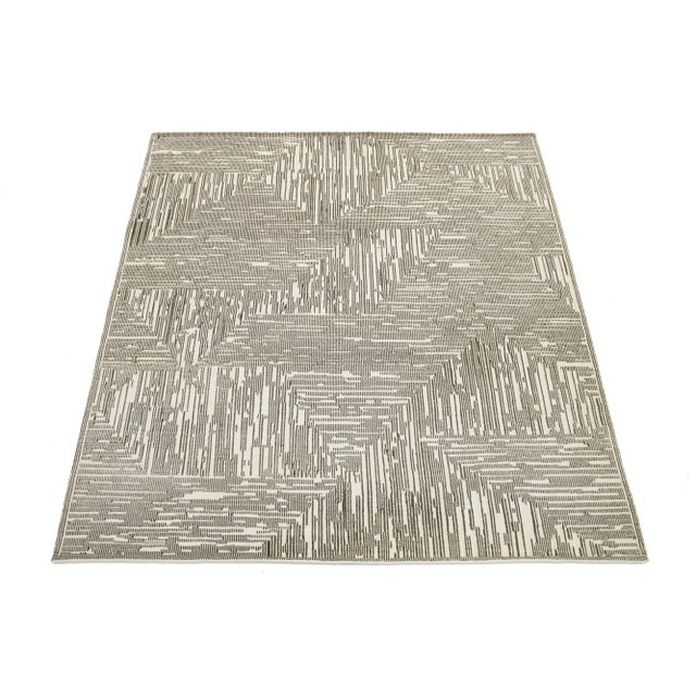 Moroccan Modern Beige Moroccan Style Wool Rug Featuring an Abstract Design by Apadana For Sale - Image 3 of 10