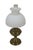Early 20th century Mantle Lamp company Aladdin brass oil lamp with hurricane and matte milk glass shade with ruffled top....