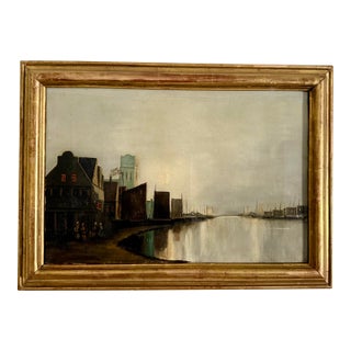 Antique Dutch Oil Painting in Gilt Frame For Sale