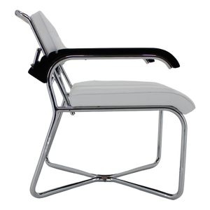 Bauhaus Chrome Plated Adjustable Armchair in White Leather, 1940s