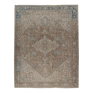 Vintage Circa 1940 Lightly Distressed Heriz Rug 9ft 10in X 12ft 6in For Sale