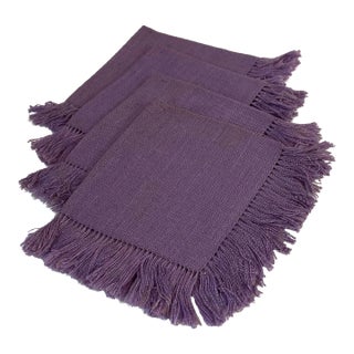 Vintage Fringe Cocktail Napkins - Set of 4 For Sale