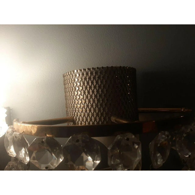 1960's Italian Modernist Brass Pattern With Crystal Wall Sconces Bruno Gatta Stilnovo - Set of 3 For Sale In Miami - Image 6 of 13