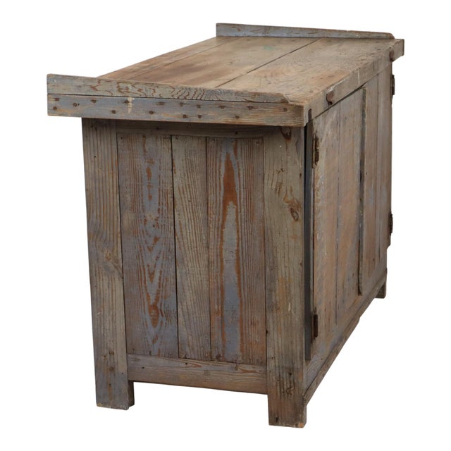 Wood Blue Workbench Sideboard, 1930s For Sale - Image 7 of 18