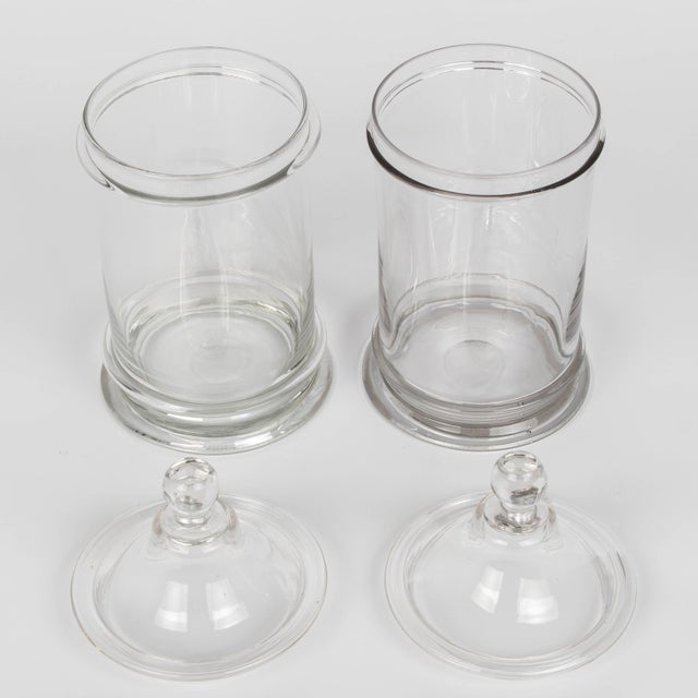 French Glass Apothecary Jars or Canister Pair For Sale - Image 4 of 5