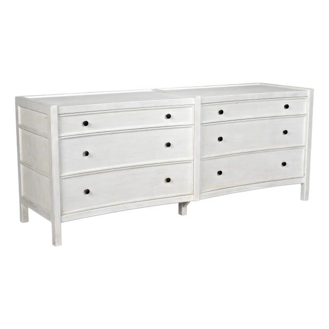 NOIR Hampton 6 Drawer Dresser, White Wash For Sale
