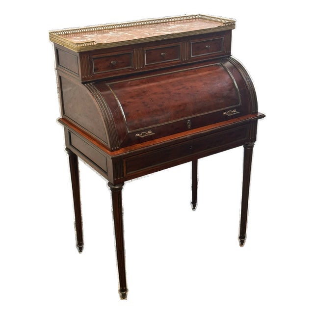 French Louis XVI Style Roll Top Desk For Sale