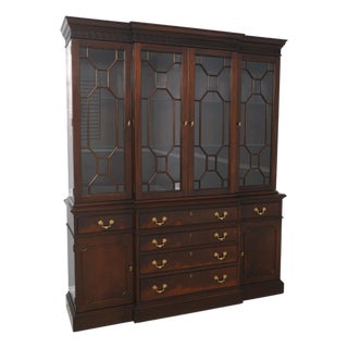 Stickley Mahogany Georgian Style Breakfront Bookcase For Sale