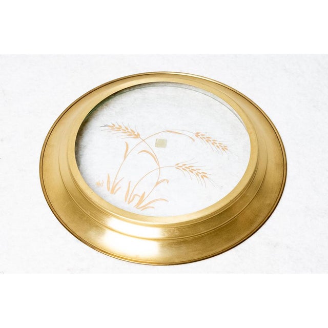 Gold Round Brass and Crystal Tray, 1970s For Sale - Image 8 of 9