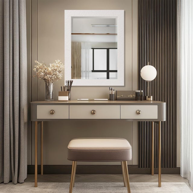 Stucco Vanity Mirror - White For Sale - Image 11 of 11