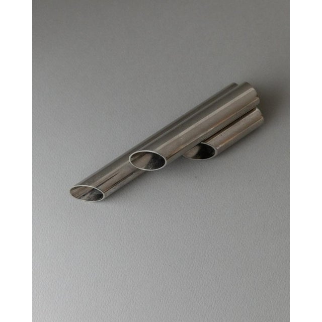 Metal Vintage Candleholder for 3 Candles in Stainless Steel, Italy For Sale - Image 7 of 11