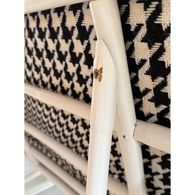 Mid-20th Century Coastal Bent Rattan Sofa by Ficks Reed With Houndstooth Upholstery For Sale - Image 9 of 12