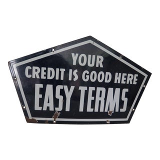 1940's Enamel "Credit" Sign For Sale
