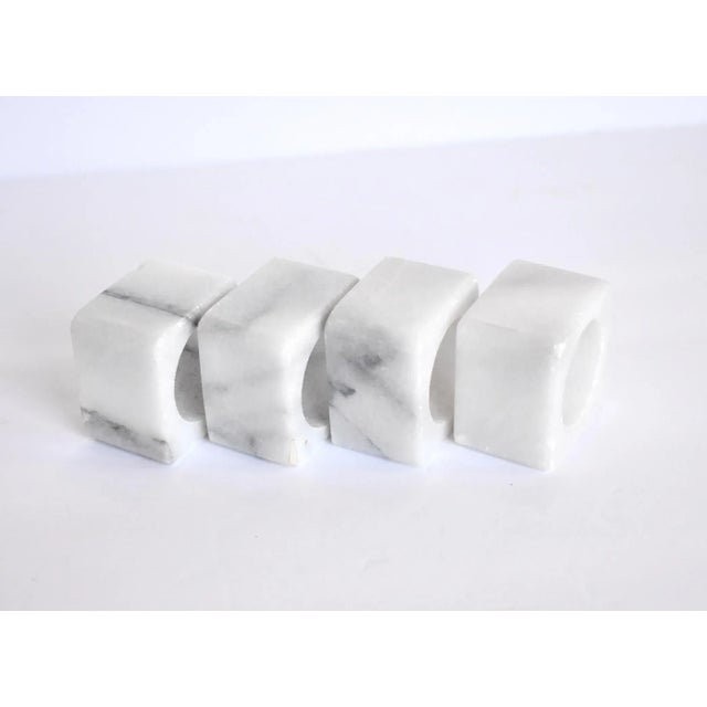 Stone Vintage White Marble Napkin Rings - Set of 4 For Sale - Image 7 of 9