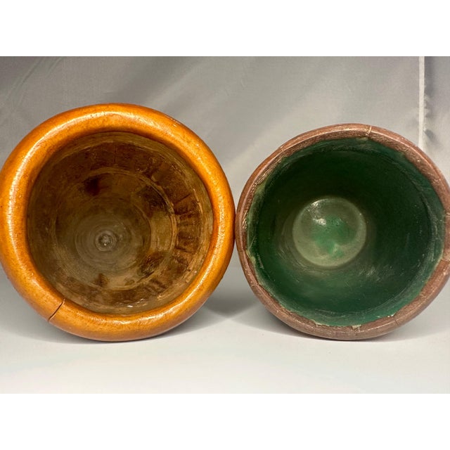 Mid 20th Century Folk Art Parquetry Vases: 20th Century American Pair For Sale - Image 5 of 8