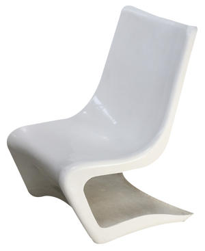 Space Age Armchair in White Lacquered Fiberglass, 1970s