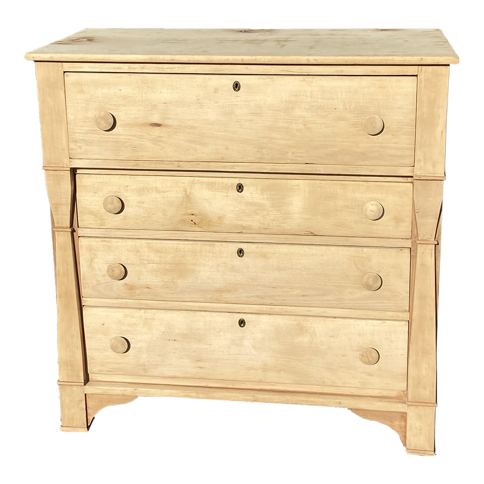 Early 19th Century Scrubbed Pine 4 Drawer Wooden Knobs Dresser Chairish