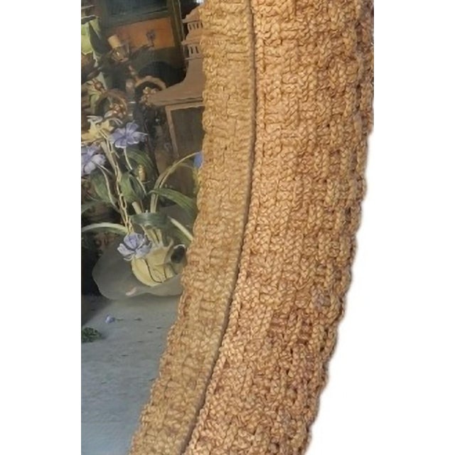Monumental Vintage Braided Jute Round Coastal Regency Wall Mirror For Sale In West Palm - Image 6 of 6