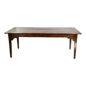 English Fruitwood Farm Table With Tapered Legs, Circa 1850.