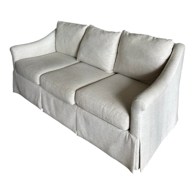 Sherrill Furniture Custom Upholstered Sofa in Cream Linen For Sale