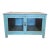 1980s Industrial Teal Glass Door Low Cabinet For Sale