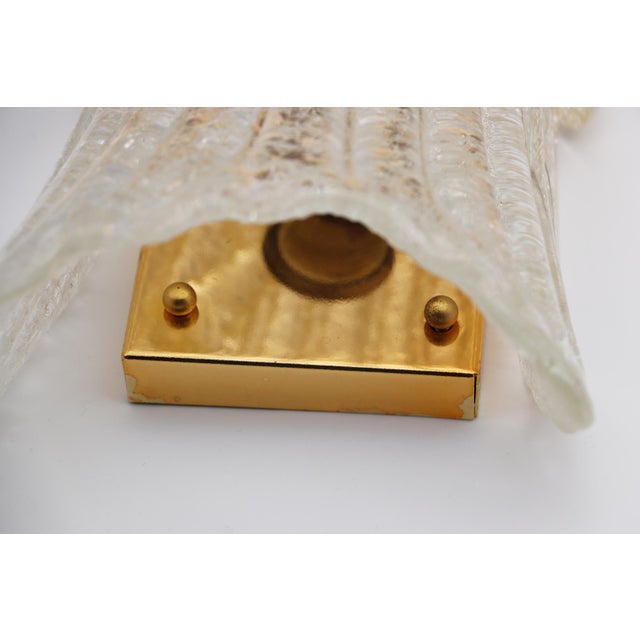 Set of Three Vintage Murano Glass and Brass Wall Sconce, 1970 For Sale - Image 14 of 17