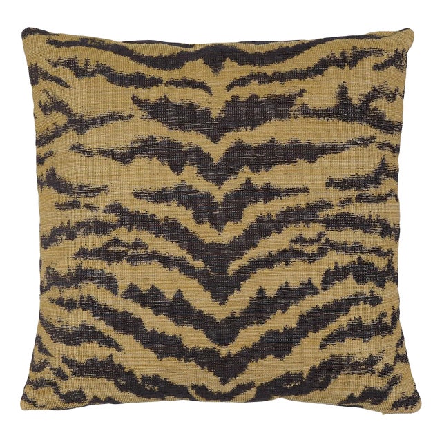 Schumacher Shivalik Hills Tiger 20" Pillow In Gold For Sale