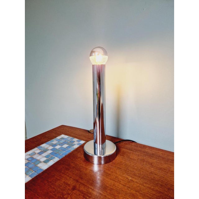 Tubular Chrome Metal Table Lamp, 1970s For Sale - Image 9 of 14