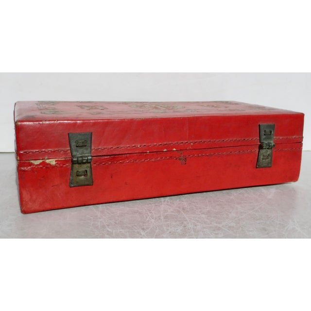 Early 20th Century Antique Chinese Leather Letter Box For Sale - Image 5 of 10