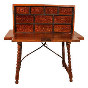 16th Century Renaissance Bargueno in Walnut and Fruitwood Marquetry