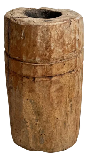 India Antique Wood Butter Pot