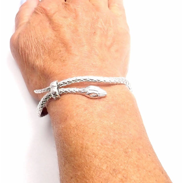 Tom Ford 18k White Gold Diamond Snake Bangle Bracelet For Sale - Image 11 of 11