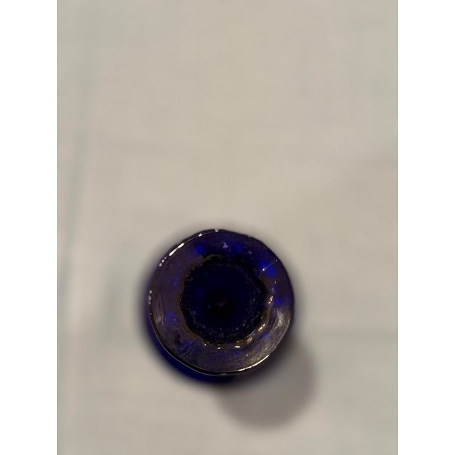 Pair of Antique Cobalt Blue Glass Candlesticks, Fluted Column Form For Sale - Image 4 of 10