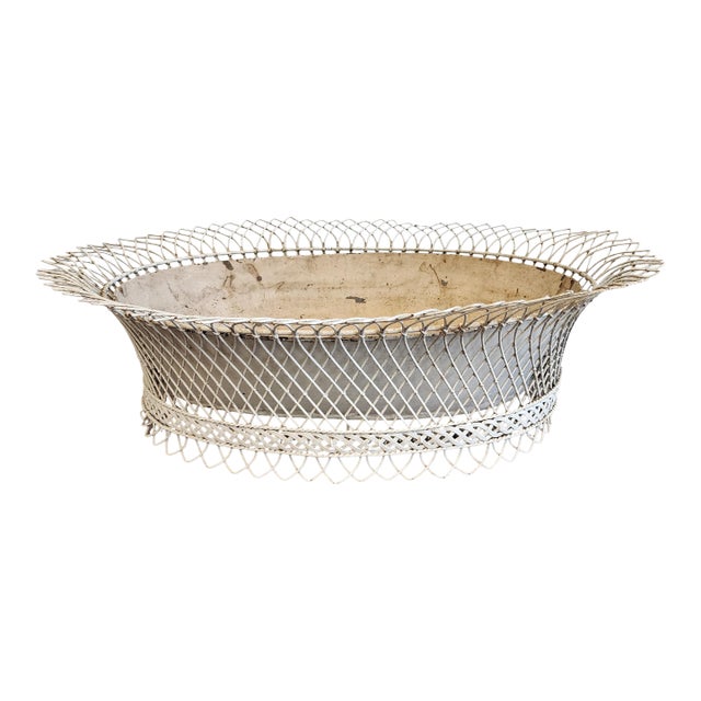Antique 19th C. French Oval Wire Garden Basket or Planter For Sale
