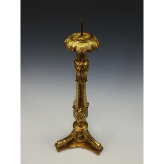 18th-Century Neoclassical Italian Giltwood and Polychrome Candlestick, 1800 For Sale - Image 17 of 18