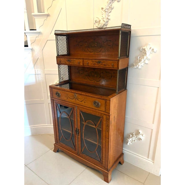 Antique Georgian Sheraton Satinwood Marquetry Inlaid Display Cabinet, 1800 For Sale - Image 4 of 18