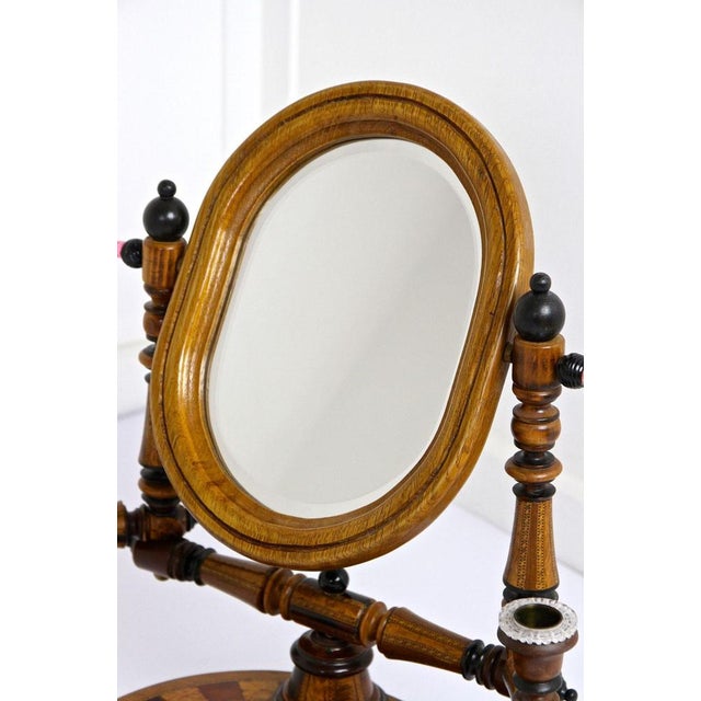 Oak Vanity Table with Candlesticks, 1890s For Sale - Image 3 of 18