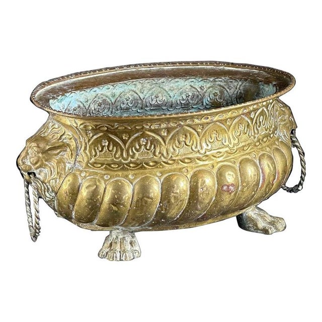 Large French Baroque Brass Lion-Head Champagne Cooler or Jardiniere, 18th Century For Sale - Image 10 of 10
