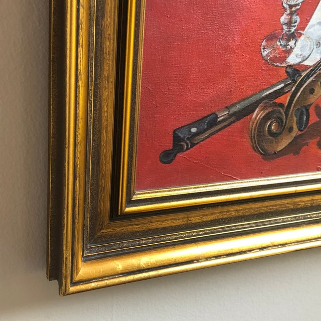 Early 20th-Century Acrylic on Canvas Music-Themed Still Life, Framed For Sale - Image 4 of 12